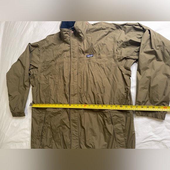 Patagonia Men’s XL Nylon Shell Jacket Olive Green Waterproof Hooded Windbreaker - Picture 13 of 14